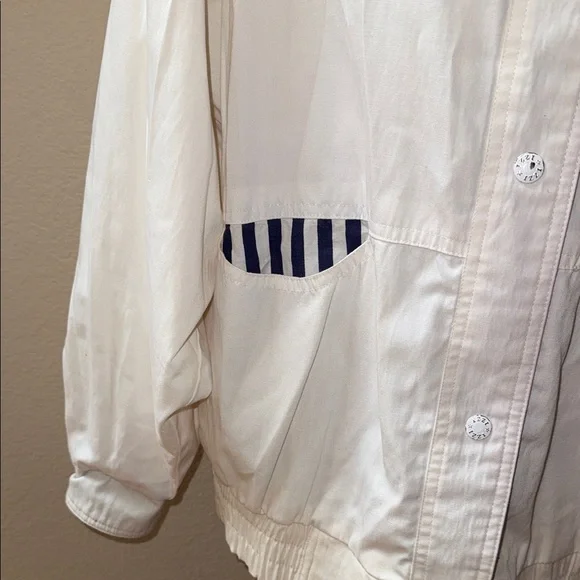 Vintage Izzy Spirit Windbreaker White w/ Stripes Sailing Jacket Women’s Size M - Picture 4 of 8